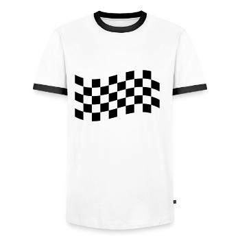 Karoflagge - T-shirt contrasté Homme - blanc/noir - Devant - AI Model Female 172 light (172cm) & AI Model Male 178 dark (178cm)