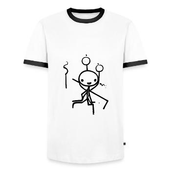 Strichmännchen Lustig - Männer Kontrast-T-Shirt - Weiß/Schwarz - Vorne - AI Model Female 172 light (172cm) & AI Model Male 178 dark (178cm)