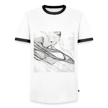 Ein Strich Kunst - Männer Kontrast-T-Shirt - Weiß/Schwarz - Vorne - AI Model Female 172 light (172cm) & AI Model Male 178 dark (178cm)