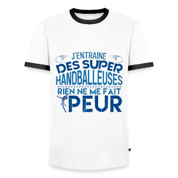 coach handball Cadeau pour le coach Handball !! - T-shirt contrasté Homme - blanc/noir - Devant - AI Model Female 172 light (172cm) & AI Model Male 178 dark (178cm)