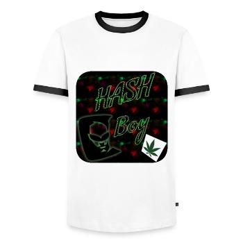 Hash Boy - Club WoW - Men's Ringer Shirt - white/black - Front - AI Model Female 172 light (172cm) & AI Model Male 178 dark (178cm)