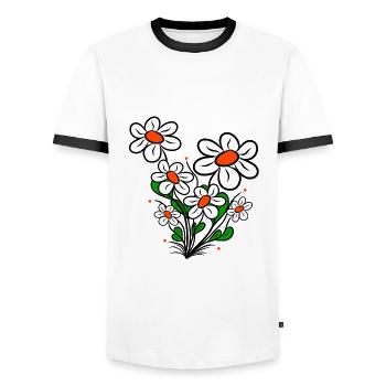 Gänseblümchen Margeriten Blumenranke Blüte blumig - Männer Kontrast-T-Shirt - Weiß/Schwarz - Vorne - AI Model Female 172 light (172cm) & AI Model Male 178 dark (178cm)