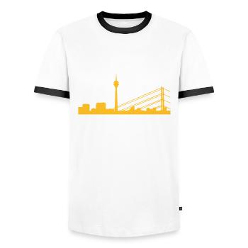 Düsseldorf Panorama - Männer Kontrast-T-Shirt - Weiß/Schwarz - Vorne - AI Model Female 172 light (172cm) & AI Model Male 178 dark (178cm)