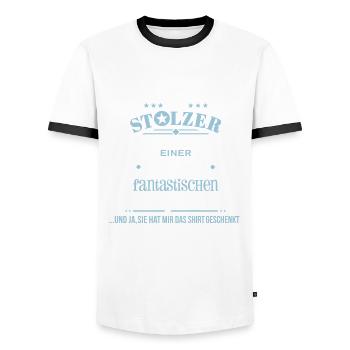 Fantastische Schwiegertochter - Schwiegervater 2C - Männer Kontrast-T-Shirt - Weiß/Schwarz - Vorne - AI Model Female 172 light (172cm) & AI Model Male 178 dark (178cm)
