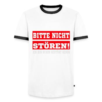 Bitte nicht stören - ich bin schon gestört genug - Männer Kontrast-T-Shirt - Weiß/Schwarz - Vorne - AI Model Female 172 light (172cm) & AI Model Male 178 dark (178cm)