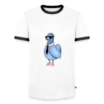 Bird with sunglasses - Männer Kontrast-T-Shirt - Weiß/Schwarz - Vorne - AI Model Female 172 light (172cm) & AI Model Male 178 dark (178cm)