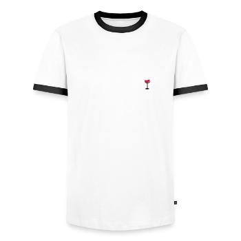 Wine glass - Men's Ringer Shirt - white/black - Front - AI Model Female 172 light (172cm) & AI Model Male 178 dark (178cm)