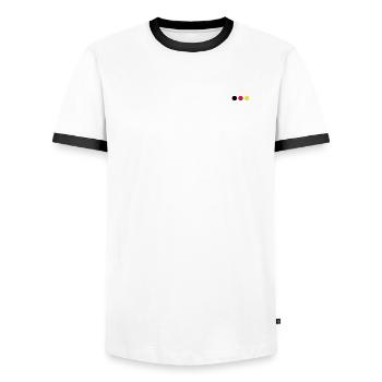 Points black, red and yellow - Men's Ringer Shirt - white/black - Front - AI Model Female 172 light (172cm) & AI Model Male 178 dark (178cm)