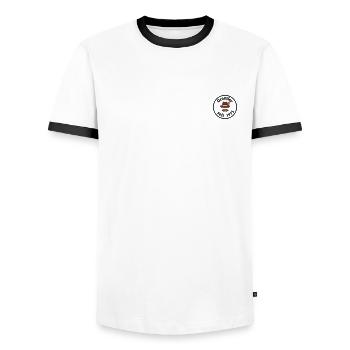 Grantler 1973 - pour anniversaire - Dicton bavarois - T-shirt contrasté Homme - blanc/noir - Devant - AI Model Female 172 light (172cm) & AI Model Male 178 dark (178cm)