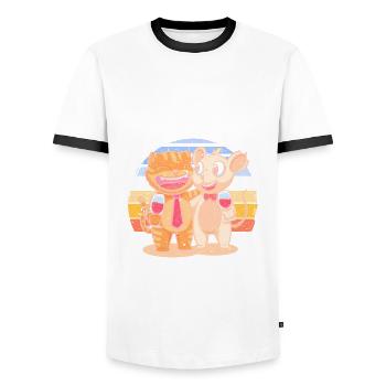 Weinzigartig - Männer Kontrast-T-Shirt - Weiß/Schwarz - Vorne - AI Model Female 172 light (172cm) & AI Model Male 178 dark (178cm)