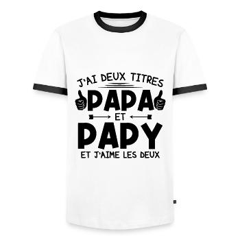 Papa et papy - T-shirt contrasté Homme - blanc/noir - Devant - AI Model Female 172 light (172cm) & AI Model Male 178 dark (178cm)