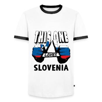 Slovenia Flag Balkans Slovenian Flag Vintage - Men's Ringer Shirt - white/black - Front - AI Model Female 172 light (172cm) & AI Model Male 178 dark (178cm)