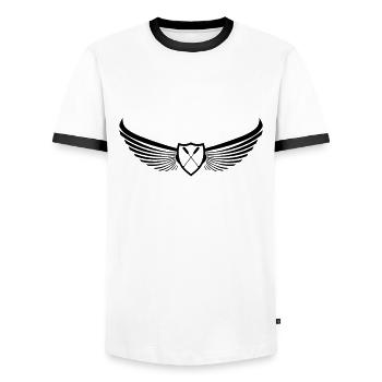 Dragon Boat Paddle logo emblem banner 1c - Men's Ringer Shirt - white/black - Front - AI Model Female 172 light (172cm) & AI Model Male 178 dark (178cm)
