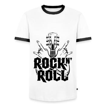 Rock And Roll | Les couleurs peuvent être changées - T-shirt contrasté Homme - blanc/noir - Devant - AI Model Female 172 light (172cm) & AI Model Male 178 dark (178cm)