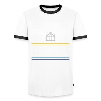 Milan / Mailand - Männer Kontrast-T-Shirt - Weiß/Schwarz - Vorne - AI Model Female 172 light (172cm) & AI Model Male 178 dark (178cm)