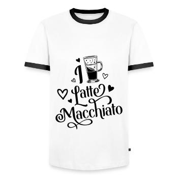 I love latte macchiato coffee - Men's Ringer Shirt - white/black - Front - AI Model Female 172 light (172cm) & AI Model Male 178 dark (178cm)