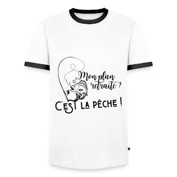 mon plan de retraite cadeau humour pêcheur - T-shirt contrasté Homme - blanc/noir - Devant - AI Model Female 172 light (172cm) & AI Model Male 178 dark (178cm)