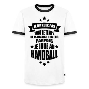 parfois je joue au handball - T-shirt contrasté Homme - blanc/noir - Devant - AI Model Female 172 light (172cm) & AI Model Male 178 dark (178cm)