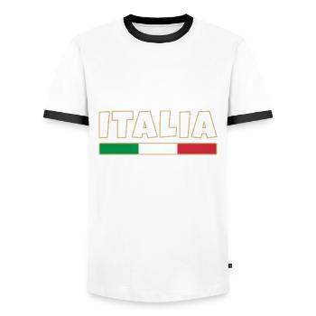 Italy, Italian flag, Italia - Men's Ringer Shirt - white/black - Front - AI Model Female 172 light (172cm) & AI Model Male 178 dark (178cm)
