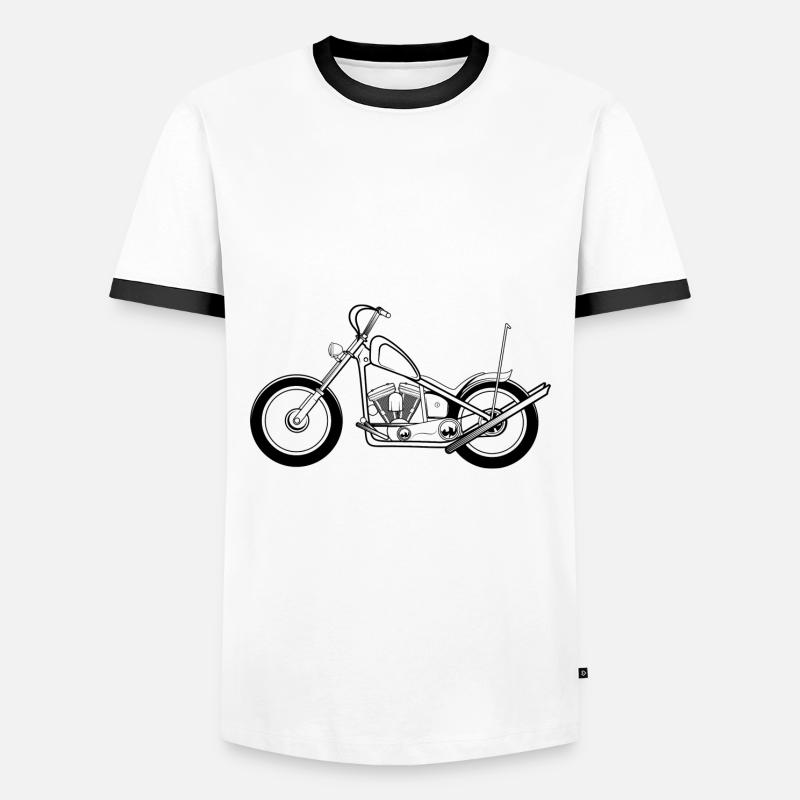 Chopper Motorrad - Männer Kontrast-T-Shirt - Weiß/Schwarz