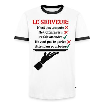Le serveur n'est pas ton pote - T-shirt contrasté Homme - blanc/noir - Devant - AI Model Female 172 light (172cm) & AI Model Male 178 dark (178cm)