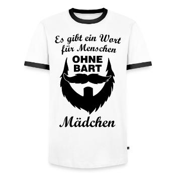 Es gibt ein Wort für Menschen OHNE BART .. MÄDCHEN - Männer Kontrast-T-Shirt - Weiß/Schwarz - Vorne - AI Model Female 172 light (172cm) & AI Model Male 178 dark (178cm)