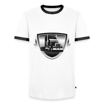 Lkw fahrer - Männer Kontrast-T-Shirt - Weiß/Schwarz - Vorne - AI Model Female 172 light (172cm) & AI Model Male 178 dark (178cm)