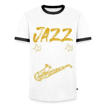 Jazz Musik - Männer Kontrast-T-Shirt - Weiß/Schwarz - Vorne - AI Model Female 172 light (172cm) & AI Model Male 178 dark (178cm)