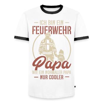 Feuerwehr Papa Wie Ein Normaler Papa Nur Cooler - Männer Kontrast-T-Shirt - Weiß/Schwarz - Vorne - AI Model Female 172 light (172cm) & AI Model Male 178 dark (178cm)