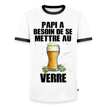Papi a besoin de se mettre aux verres Apéritif - T-shirt contrasté Homme - blanc/noir - Devant - AI Model Female 172 light (172cm) & AI Model Male 178 dark (178cm)