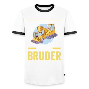 Bagger 2023 Bruder - Männer Kontrast-T-Shirt - Weiß/Schwarz - Vorne - AI Model Female 172 light (172cm) & AI Model Male 178 dark (178cm)
