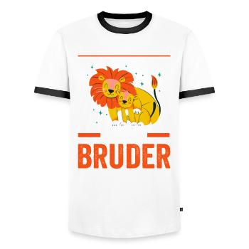 Dinosaurier 2023 Bruder - Männer Kontrast-T-Shirt - Weiß/Schwarz - Vorne - AI Model Female 172 light (172cm) & AI Model Male 178 dark (178cm)
