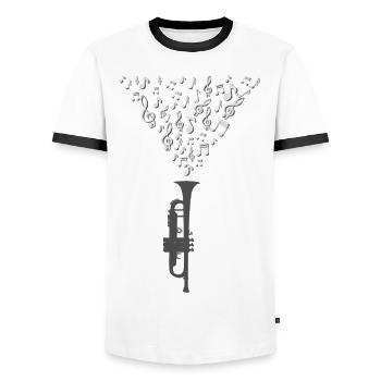 Trumpet gift trumpet - Men's Ringer Shirt - white/black - Front - AI Model Female 172 light (172cm) & AI Model Male 178 dark (178cm)