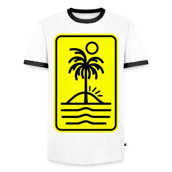 Palm Island Holidays - Men's Ringer Shirt - white/black - Front - AI Model Female 172 light (172cm) & AI Model Male 178 dark (178cm)
