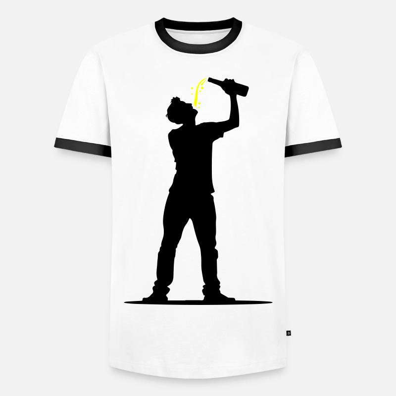 Trinker Bier - Männer Kontrast-T-Shirt - Weiß/Schwarz