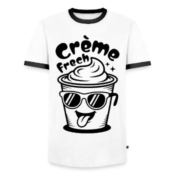 Crème Frech - Männer Kontrast-T-Shirt - Weiß/Schwarz - Vorne - AI Model Female 172 light (172cm) & AI Model Male 178 dark (178cm)