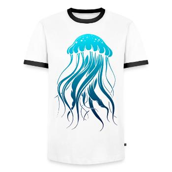 Brille avec le courant, Méduse avec des tentacules, Dire - T-shirt contrasté Homme - blanc/noir - Devant - AI Model Female 172 light (172cm) & AI Model Male 178 dark (178cm)