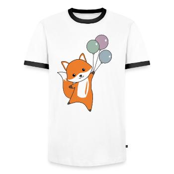 Fuchs süß Tier fliegt Luftballons Kinder - Men's Ringer Shirt - white/black - Front - AI Model Female 172 light (172cm) & AI Model Male 178 dark (178cm)