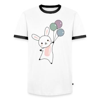 flies balloons top cute animals for children - Men's Ringer Shirt - white/black - Front - AI Model Female 172 light (172cm) & AI Model Male 178 dark (178cm)
