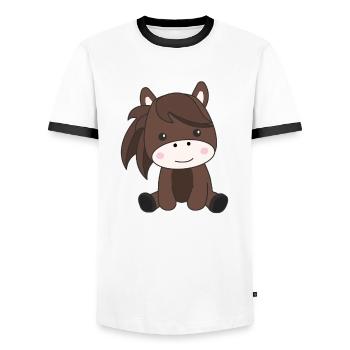 Horse sweet pony horses rider children - Men's Ringer Shirt - white/black - Front - AI Model Female 172 light (172cm) & AI Model Male 178 dark (178cm)