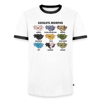 Axolotls aus der Welt süße Tiere Axolotl Arten - Männer Kontrast-T-Shirt - Weiß/Schwarz - Vorne - AI Model Female 172 light (172cm) & AI Model Male 178 dark (178cm)
