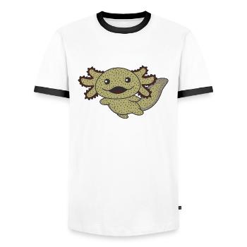 Axolotl verschiedene Arten von Axolotls süße Tiere - Männer Kontrast-T-Shirt - Weiß/Schwarz - Vorne - AI Model Female 172 light (172cm) & AI Model Male 178 dark (178cm)