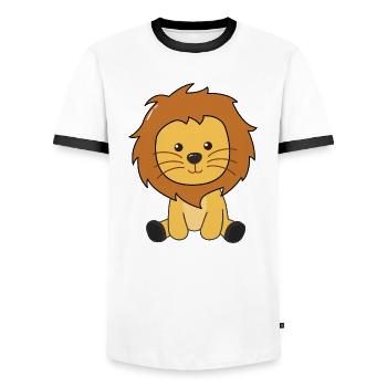Lion mignon animaux pour les enfants Roi Lion - T-shirt contrasté Homme - blanc/noir - Devant - AI Model Female 172 light (172cm) & AI Model Male 178 dark (178cm)