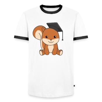 Kindergarten nailed it Eichhörnchen Graduation - Männer Kontrast-T-Shirt - Weiß/Schwarz - Vorne - AI Model Female 172 light (172cm) & AI Model Male 178 dark (178cm)