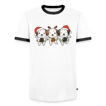 Dalmatiner Weihnachten Weihnachtstiere süße Hunde - Männer Kontrast-T-Shirt - Weiß/Schwarz - Vorne - AI Model Female 172 light (172cm) & AI Model Male 178 dark (178cm)