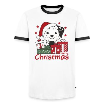Dalmatiner Weihnachten Geschenk Winter Hunde - Männer Kontrast-T-Shirt - Weiß/Schwarz - Vorne - AI Model Female 172 light (172cm) & AI Model Male 178 dark (178cm)