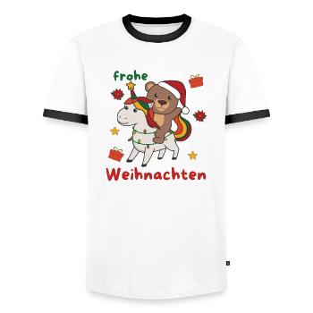 Weihnachts Einhorn Bär frohe Weihnachten Einhorn - Männer Kontrast-T-Shirt - Weiß/Schwarz - Vorne - AI Model Female 172 light (172cm) & AI Model Male 178 dark (178cm)