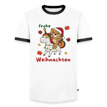 Licorne de Noël Castor Joyeux Noël Licorne - T-shirt contrasté Homme - blanc/noir - Devant - AI Model Female 172 light (172cm) & AI Model Male 178 dark (178cm)