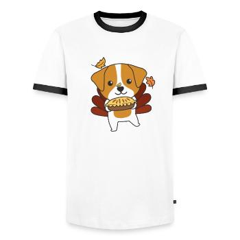 thanksgiving day outfits turkey jack Russell Pie - Men's Ringer Shirt - white/black - Front - AI Model Female 172 light (172cm) & AI Model Male 178 dark (178cm)