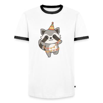 Raccoon for a birthday for children a birthday - Men's Ringer Shirt - white/black - Front - AI Model Female 172 light (172cm) & AI Model Male 178 dark (178cm)